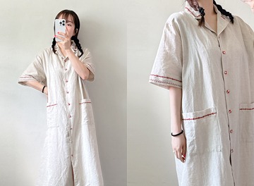 RED POINT LINEN ONEPIECE